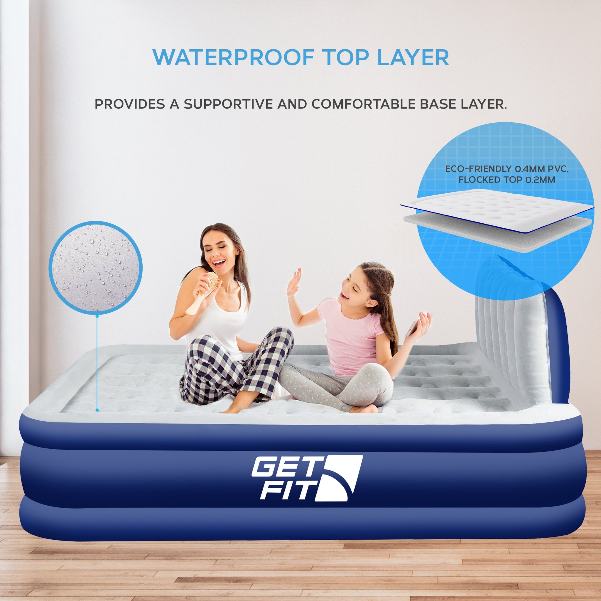 Air Bed Built In Electric Pump Premium Airbed Headboard FREE Inflatabl GET FIT UK STORE