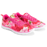 Women's Get Fit Go Easy Lace Up Floral Gym Sports Running Shoes Shock Absorbing Trainer